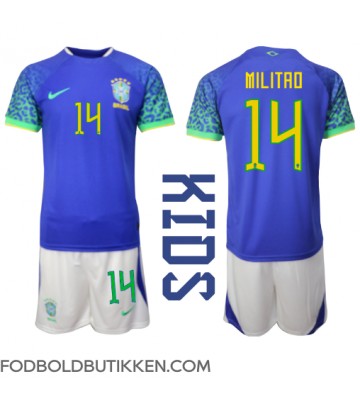 Brasilien Eder Militao #14 Udebanetrøje Børn VM 2022 Kortærmet (+ Korte bukser)